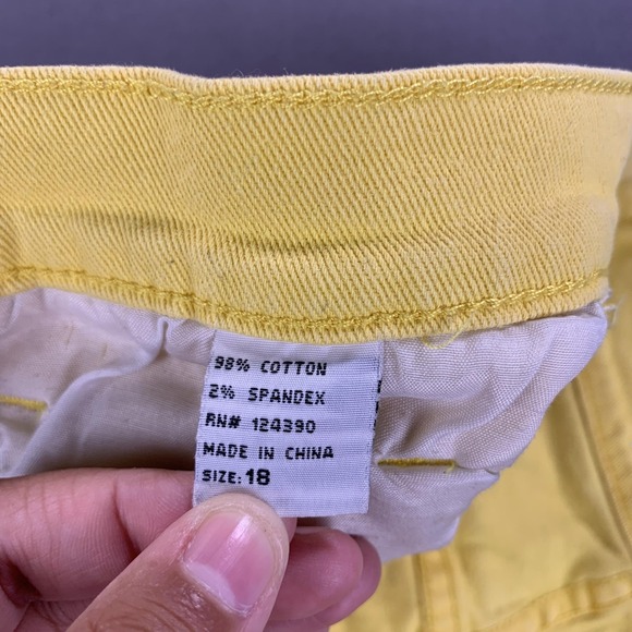 Shorts Womens 18 Yellow Denim Jean Distressed Cutoff Frayed Hem Stretch Touch Me - Picture 5 of 15